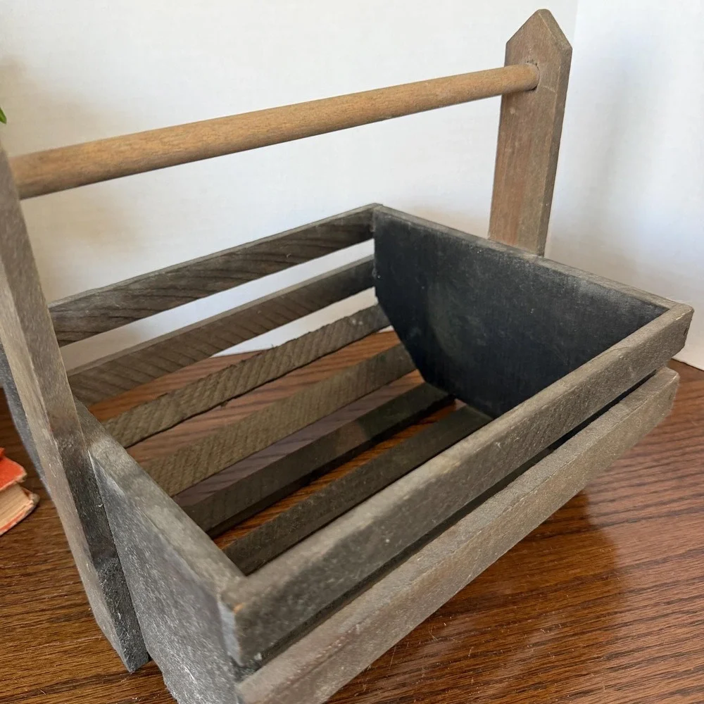 Rustic Wooden Crate Farmhouse Basket Primitive Wood‎ Cottageocore